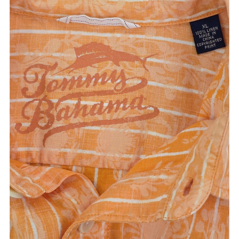 Tommy Bahama Relax Button Down Shirt Mens XL Orange 100% Linen Crab Lobster - Picture 5 of 7